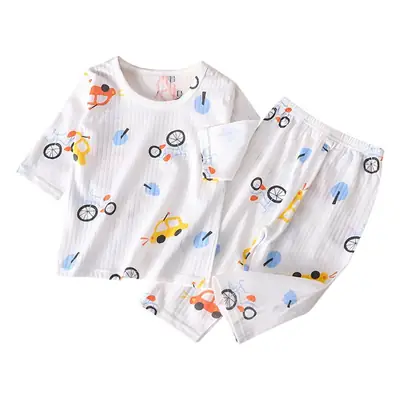 Dropshipping Kidsren's Short-Sleeved Pure Cotton Home Clothes Three-Quarter Sleeve Air-Conditioned Clothes 1-6 Years Old Boys' Cropped Pants for Baby Girls