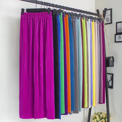 Purple Ice Silk Wide Leg Pants 2025 Spring Summer Women