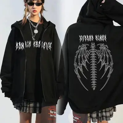 Men's White Fishbone Back Hooded Zipper Jacket