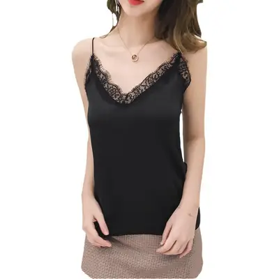 Women's V-Neck Chiffon Eyelash Vest Summer Top