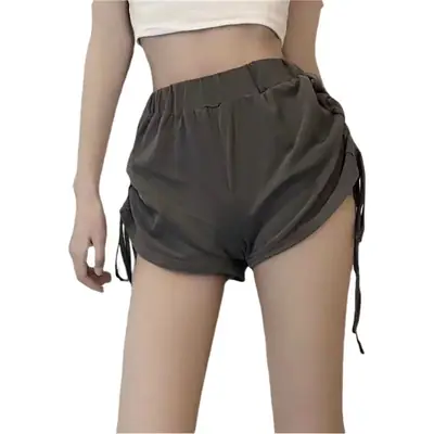 Women High Waist Slimming Drawstring Shorts Black