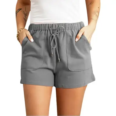 Women Green Drawstring Shorts Casual Summer