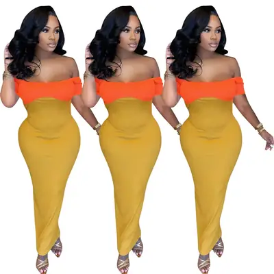 Sexy Backless Dress Orange Yellow High Waist