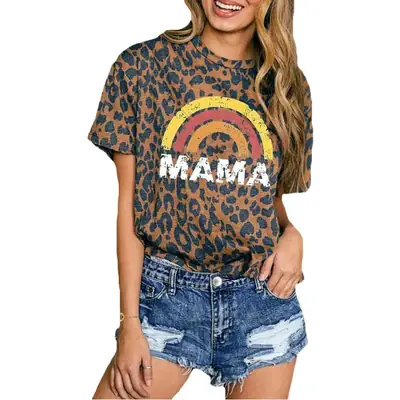 Leopard Print Momma T-Shirt Women Summer Wear