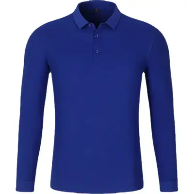 High Quality Double Bead Polo Shirt Navy Solid Color