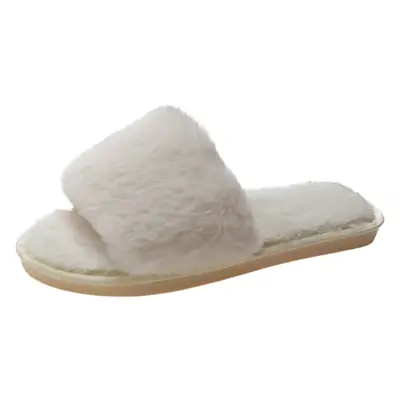 Autumn and Winter Plush Fashion Home Indoor Internet Celebrity Plush Cotton Slippers for Women Outer Wear Flats Non-Slip Ins Trbottomy Slippers