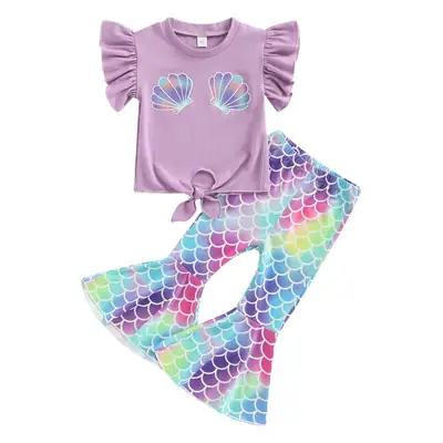 Girls 2-Piece Fish Scale Top & Fish Scale Pants Set