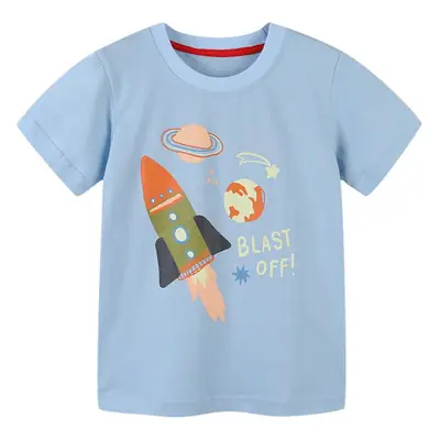 Kids Rocket Print Blue T-Shirt for Boys