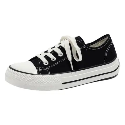 Women's Black Canvas Sneakers White Sole 2026