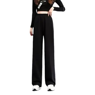 Women Wide Leg Pants White Blended Cotton Spring Fall