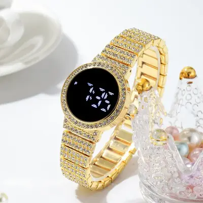 Luxury Gold Diamond Watch with LED Display