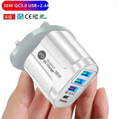 UKCA 36W PD Fast Charging Phone Charger 3USB