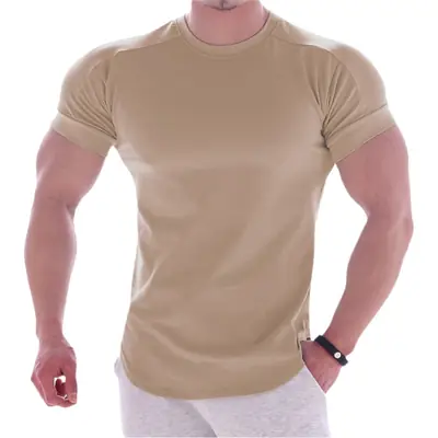 Men's Yellow Stretch T-Shirt Summer Sports Running