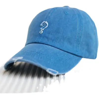 Ripped Denim Baseball Cap for Men Red