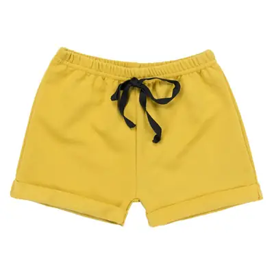 Men Women Cotton Shorts Navy Yellow Drawstring