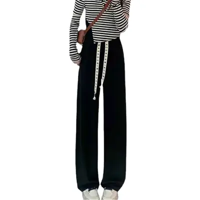 Women Loose Fit Drawstring Leg Pants High Waist Drape