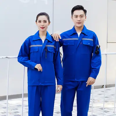 Pure Cotton Welding Suit Gray Long Sleeve Workwear Set