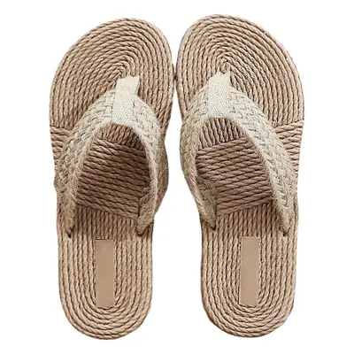 Summer New Imitation Straw Fashion Women's Flip-Flops Outwear Beach Casual Sandals and Slippers Fashion Simple Flat Shoes