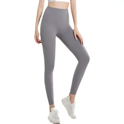 Grey Slim Fit Yoga Pants High Waist Sports Fitness Women