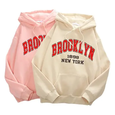 Brooklyn Fleece Hoodie Pink & Cream for Men Women