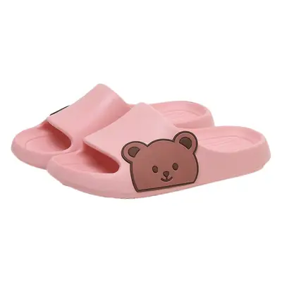 Women Cute Bear Slippers Pink Flat Indoor Wear