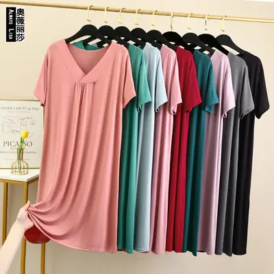 2022 Women's Purple Short Sleeve V-Neck Dress Large Size
