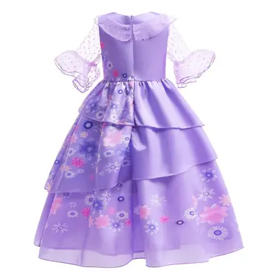 Purple Floral Princess Dress for Girls Children's European American