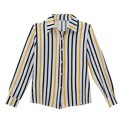 Women Long Sleeve Striped Shirt Business Western Spring New