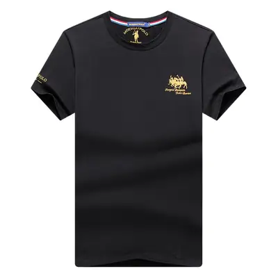 Men Navy Blue Embroidered T-Shirt Loose Fit Large