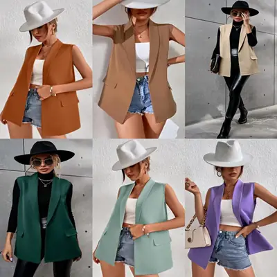 2022 Women's 2-Piece Vest Suit with Buckle Closure