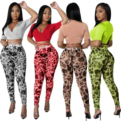 Sexy Printed Mesh Two-Piece Set for Women