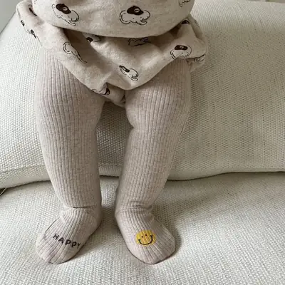 Korean Style Smiley Cotton Pants for Kids