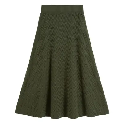 2022 Knitted Pleated Skirt Women's Black A-Line High Waist
