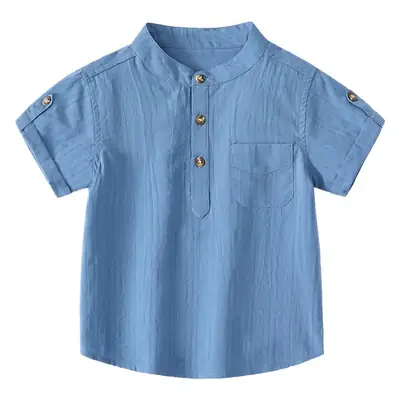 Blue Cotton Boys Half Sleeve T-Shirt 2026 Summer