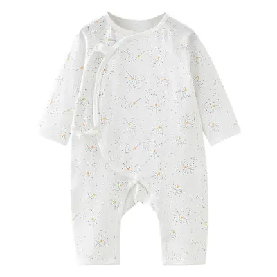 Newborn Printed Cotton Jumpsuit White Long Sleeve