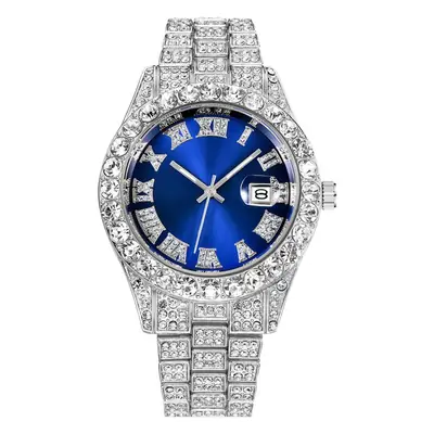 Gold Diamond Men's Watch with Roman Scale & Calendar