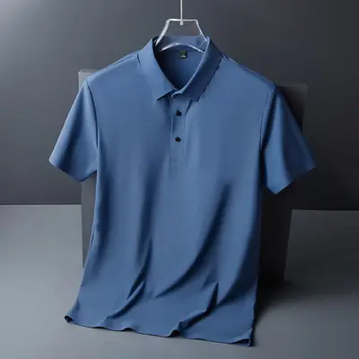 Men's Green Lapel Polo T-Shirt Short Sleeve