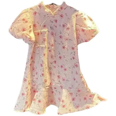 Girls Dress New Style Retro Summer Cheongsam Princess Dress