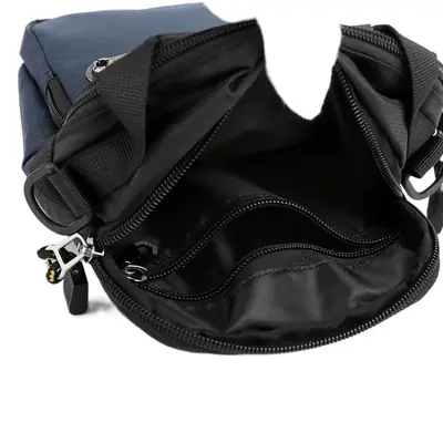 Men's Water-Resistant Nylon Shoulder Crossbody Bag Black Blue