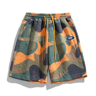 Men Printed Croc Shorts Blue White Loose Fit
