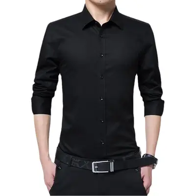 Men's Long-Sleeved Slim Fit Shirt Maroon