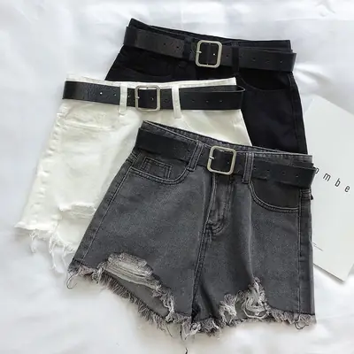 Hot Girl Denim Shorts High Waist Ripped Women