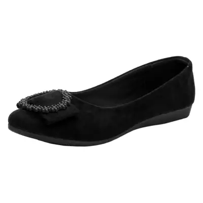 Black Velvet Slip-On Women's Flats with Bow Decor