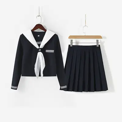 Factory Japanese Class Uniform Sailor Suit White Collar Skirt