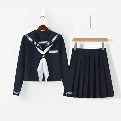 Japanese Style Sailor Uniforms for Women Navy Blue