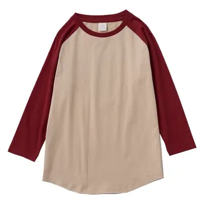 White Black Raglan Sleeve T-Shirt Khaji Retro Oblique Shoulder