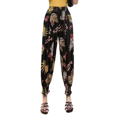 Printed Ice Silk Lantern Pants for Women