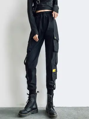 Women Black Slimming High Waist Pants Summer Casual Sports