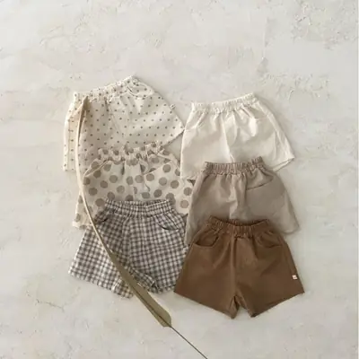 Infant Cotton Linen Shorts Set Spring Summer Loose Breathable