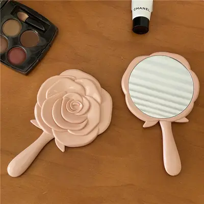 Portable Mini Makeup Mirror Rose Design for Girls